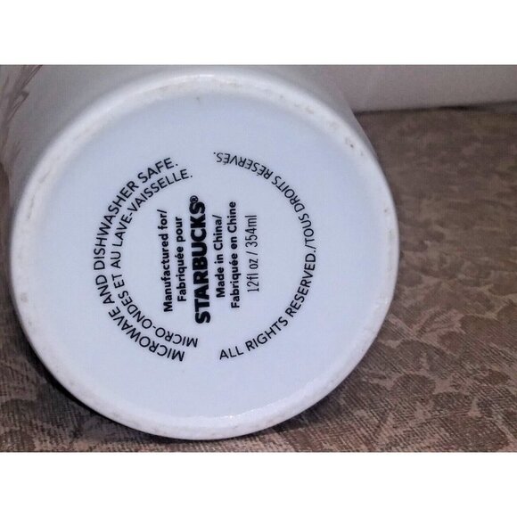 Starbucks 2013 Mug VINTAGE Holiday Coffee Mug Red Snowflakes Poinsettias 12 Oz - Picture 7 of 8